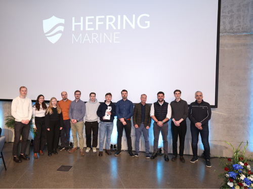 Starfsmenn Hefring Marine við verðlaunaafhendinguna á Nýsköpunarþingi í Grósku í dag