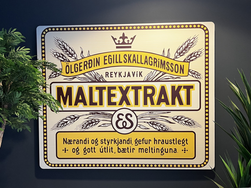 Kunnuglegt Malt-merkið er það fyrsta sem blasir við í heimsókn í höfuðstöðvar Ölgerðarinnar Egils Skallagrímssonar og móðurfélagsins Beru., Malt var fyrsta vara Ölgerðarinnar sem var stofnuð árið 1913.