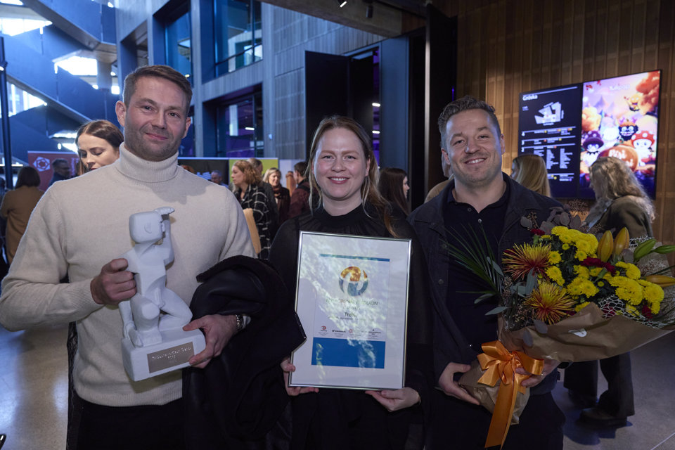 Gunnar P. Hauksson, Guðlaug Guðmundsdóttir og Ingimar Andersen tóku við verðlaununum fyrir hönd Treble Technologies