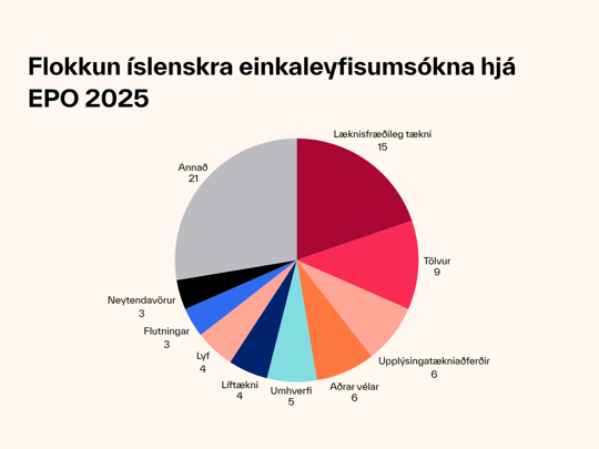 Flokkun íslenskra einkaleyfisumsókna hjá EPO 2025